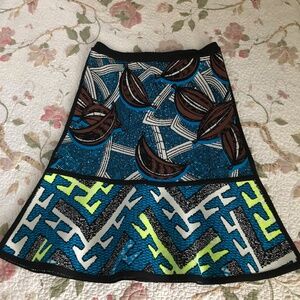 HERVE LEGER AMERY JACQUARD TRIBAL FOUNCE SKIRT SIZE XS